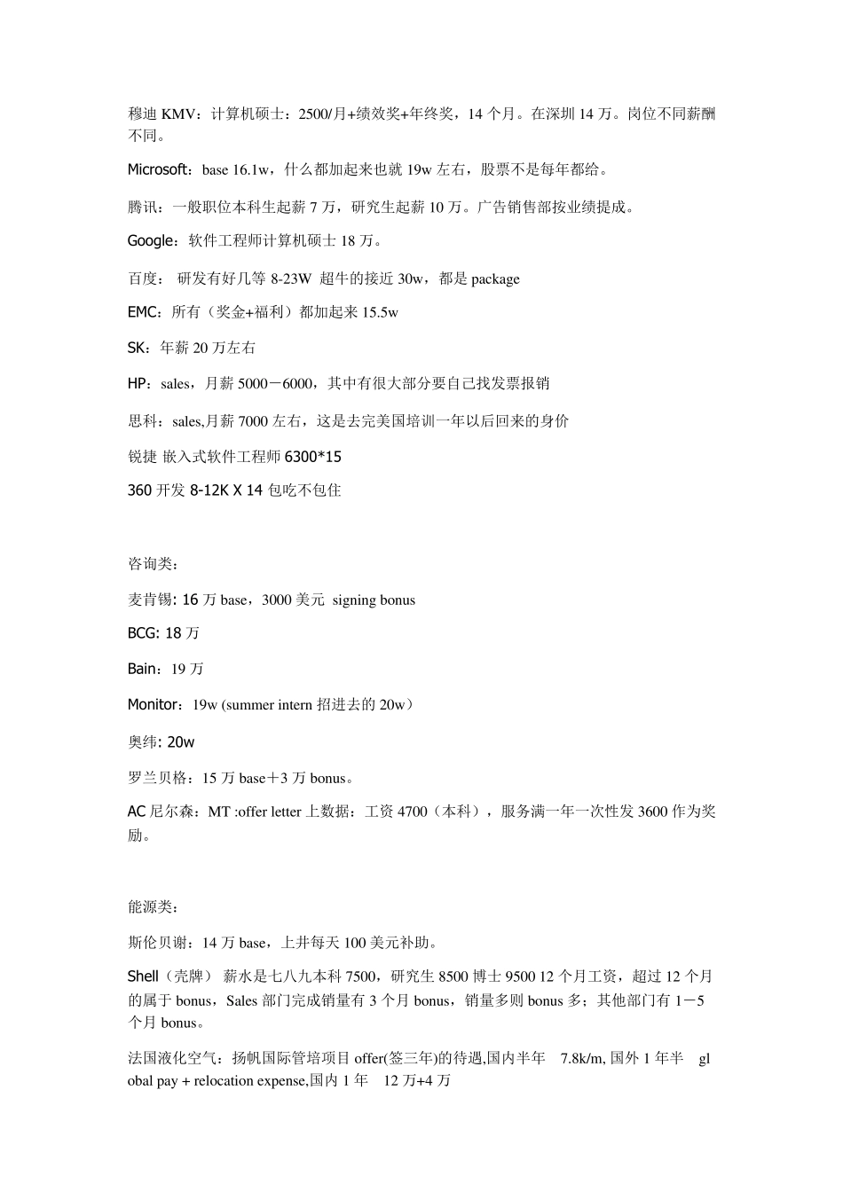 最全的各大公司薪资待遇一览_第3页