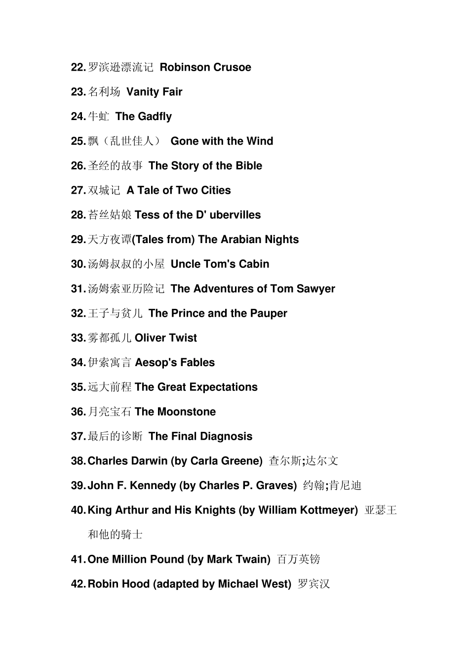 最全的外国名著名称翻译180部_第2页