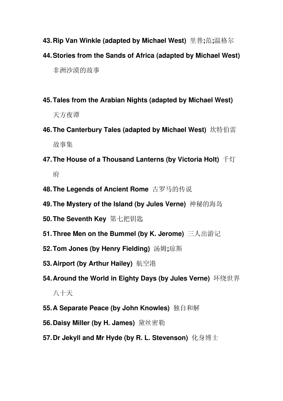 最全的外国名著名称翻译180部_第3页