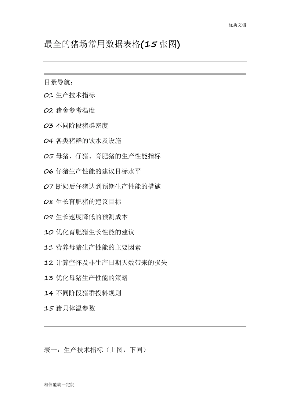 最全的猪场常用数据表格_第1页