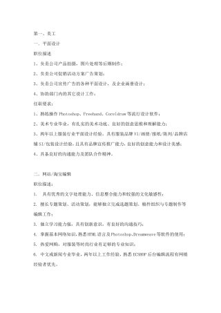 最全的电子商务各岗位职责及任职要求