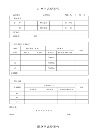 最全的电气交接预防性试验报告模版