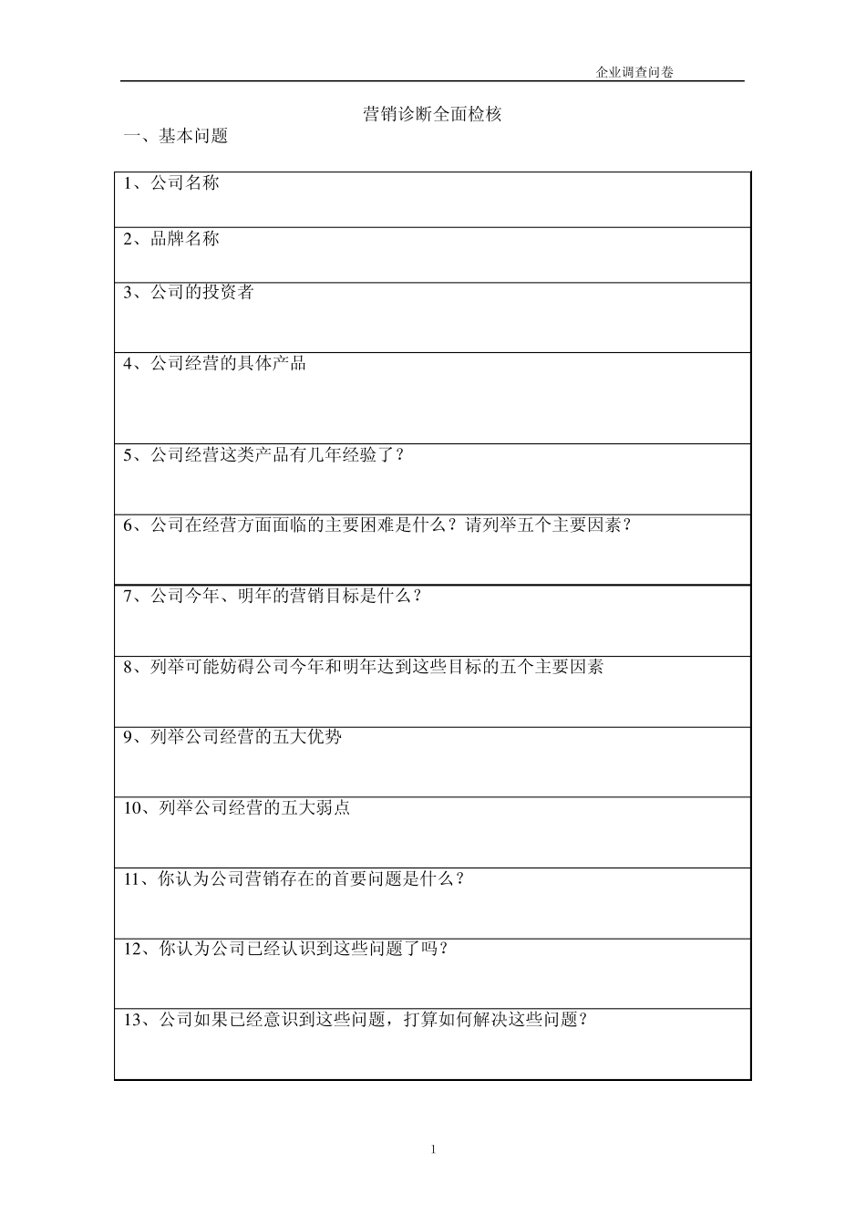 最全的营销调研问卷_第1页