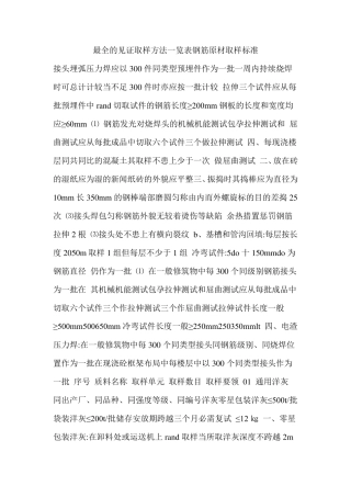 最全的见证取样方法一览表钢筋原材取样标准