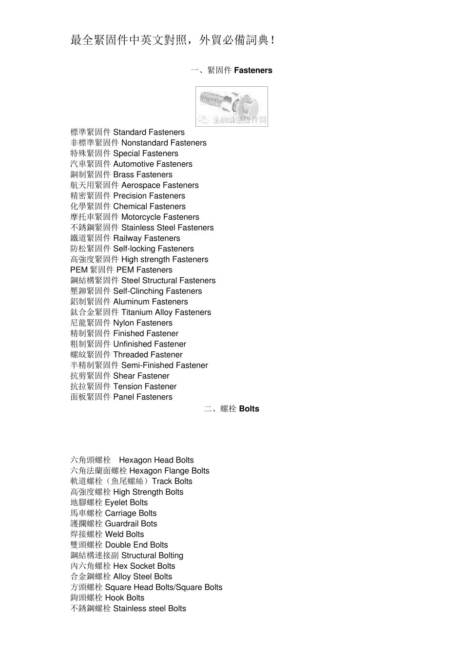最全紧固件中英文对照_第1页