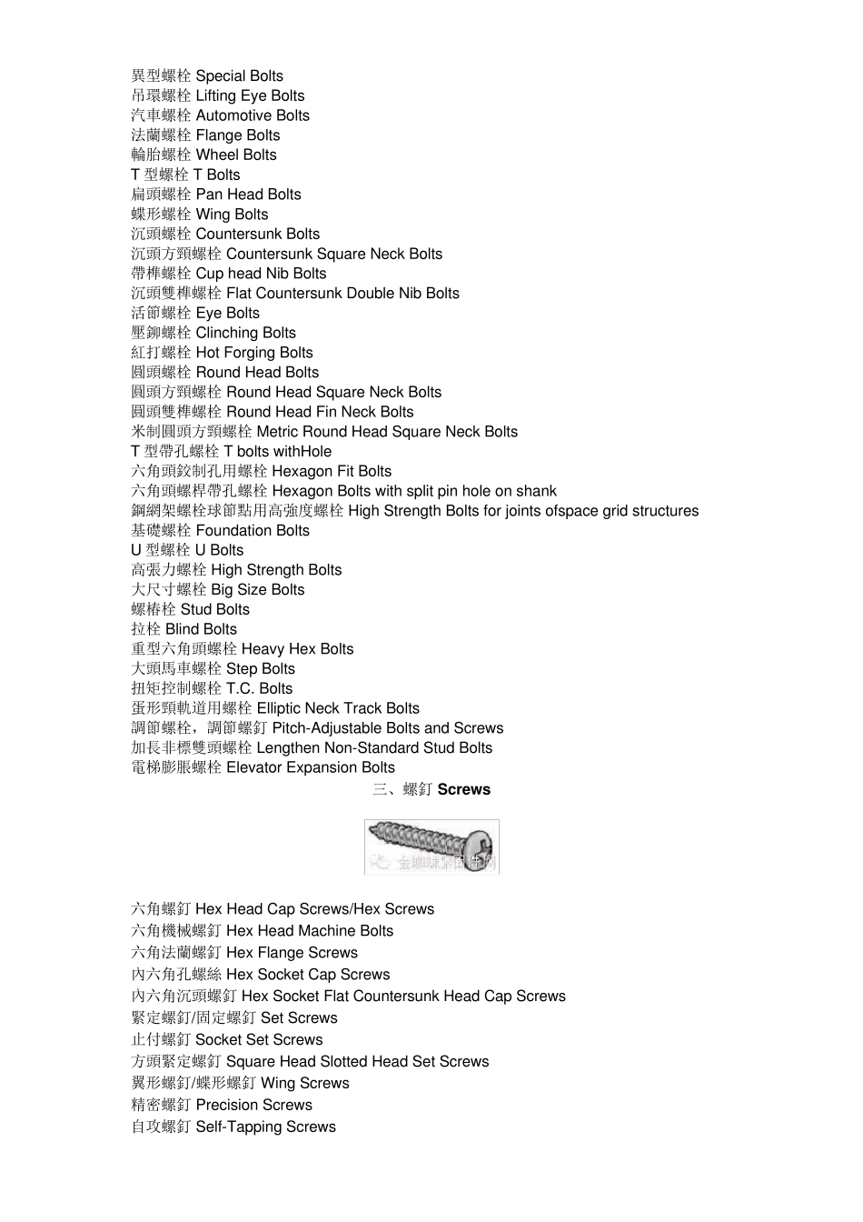 最全紧固件中英文对照_第2页