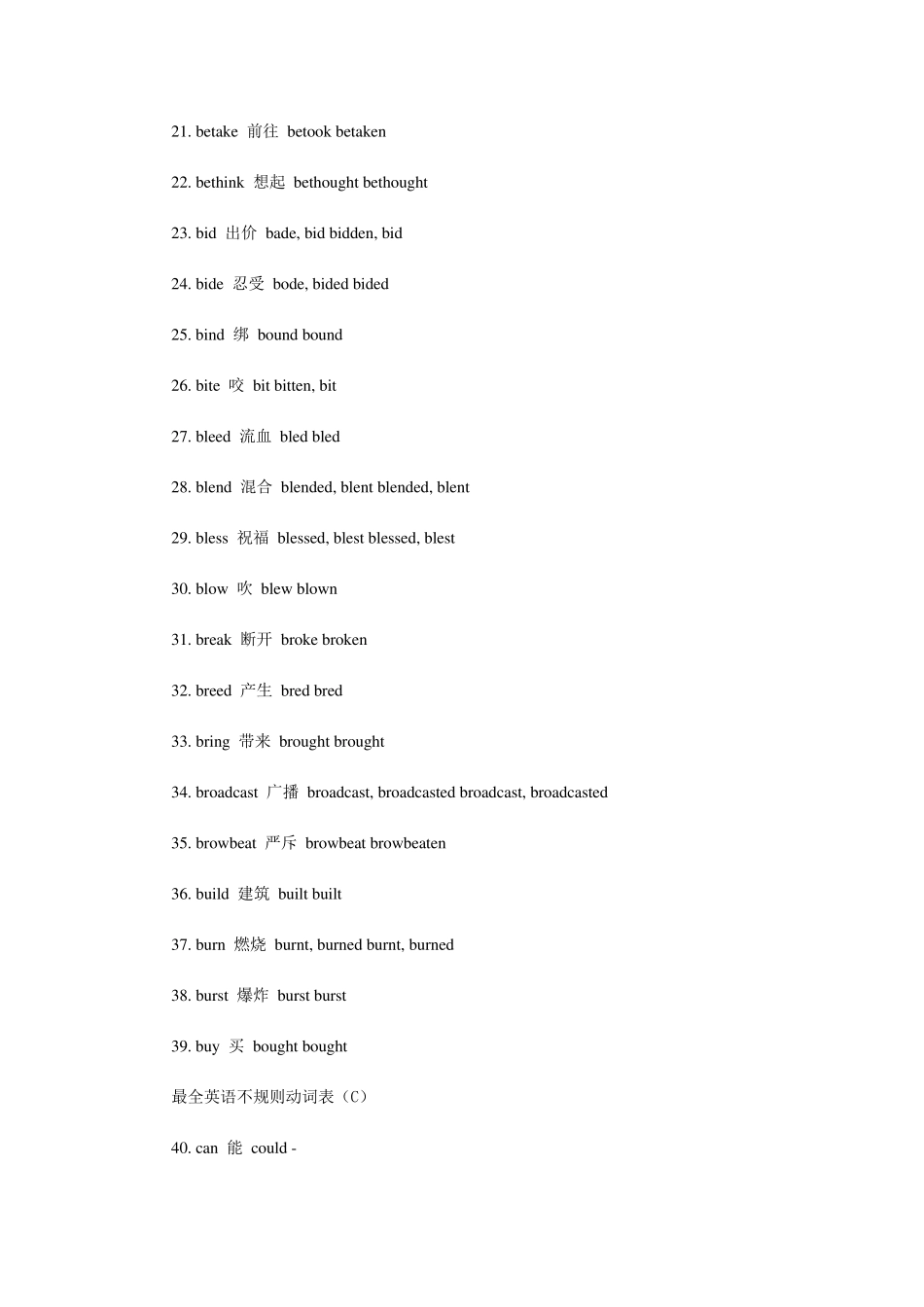 最全英语不规则动词表_第2页