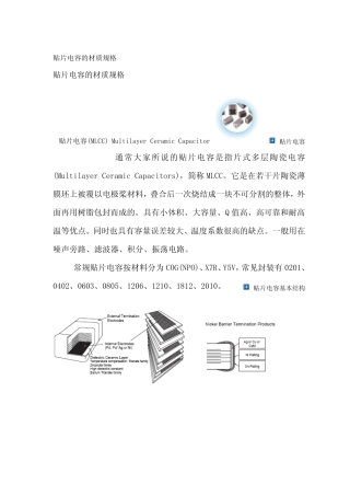 最全贴片电容规格书