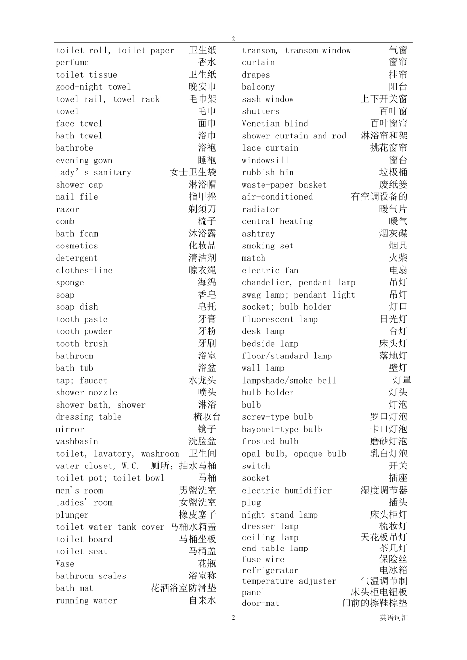 最全酒店英语词汇(前厅、客房、餐饮)_第2页
