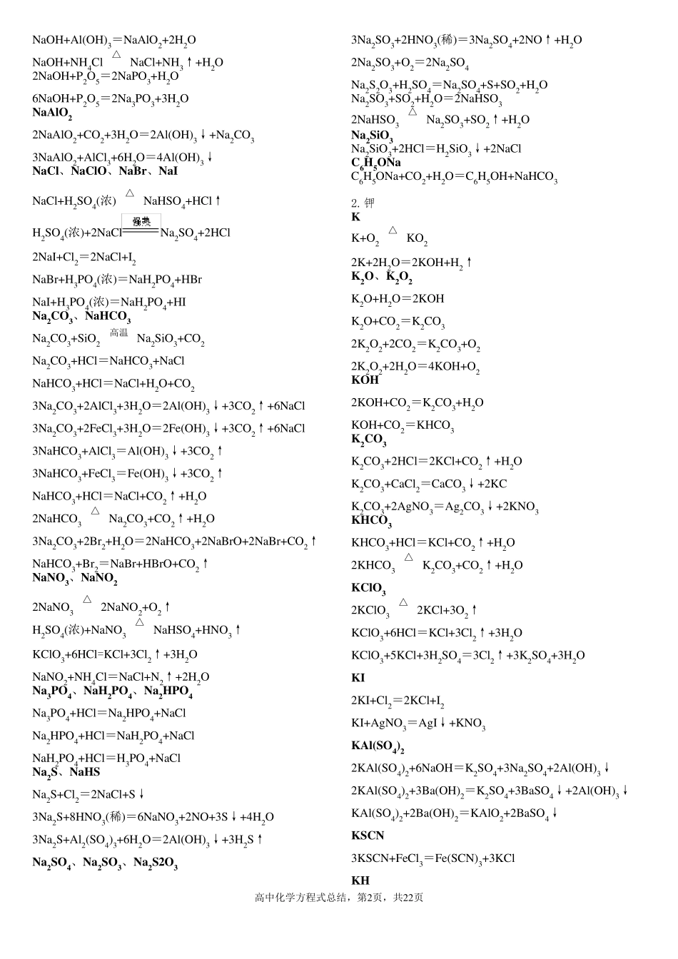 最全高中化学方程式分类汇总_第2页