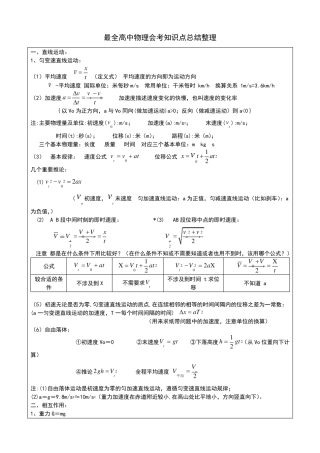 最全高中物理会考知识点总结整理