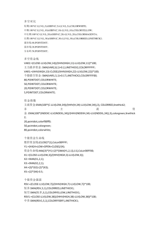最好用的几个指标公式