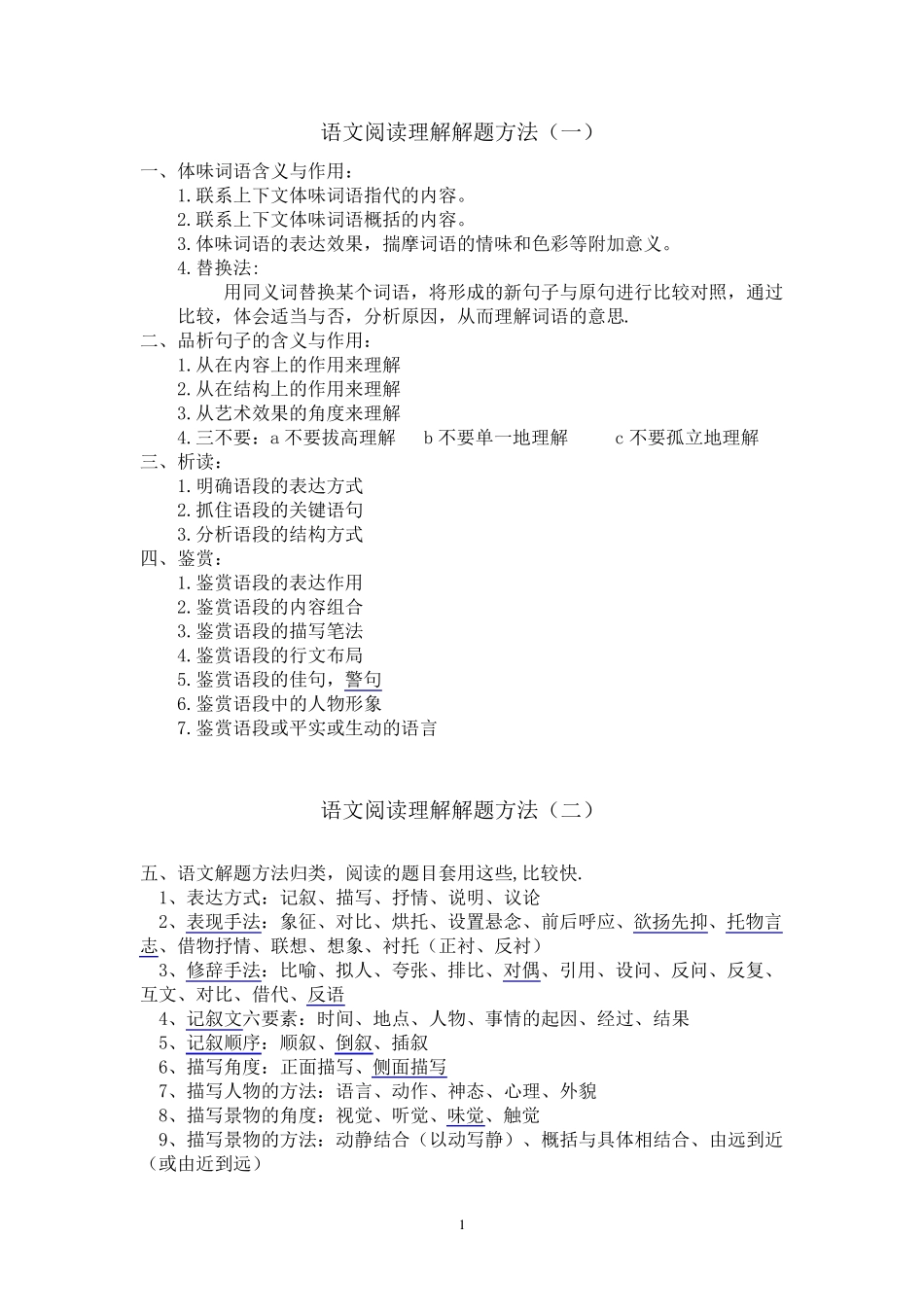 最好的初中语文阅读理解解题技巧初中哪套阅读理解好_第1页
