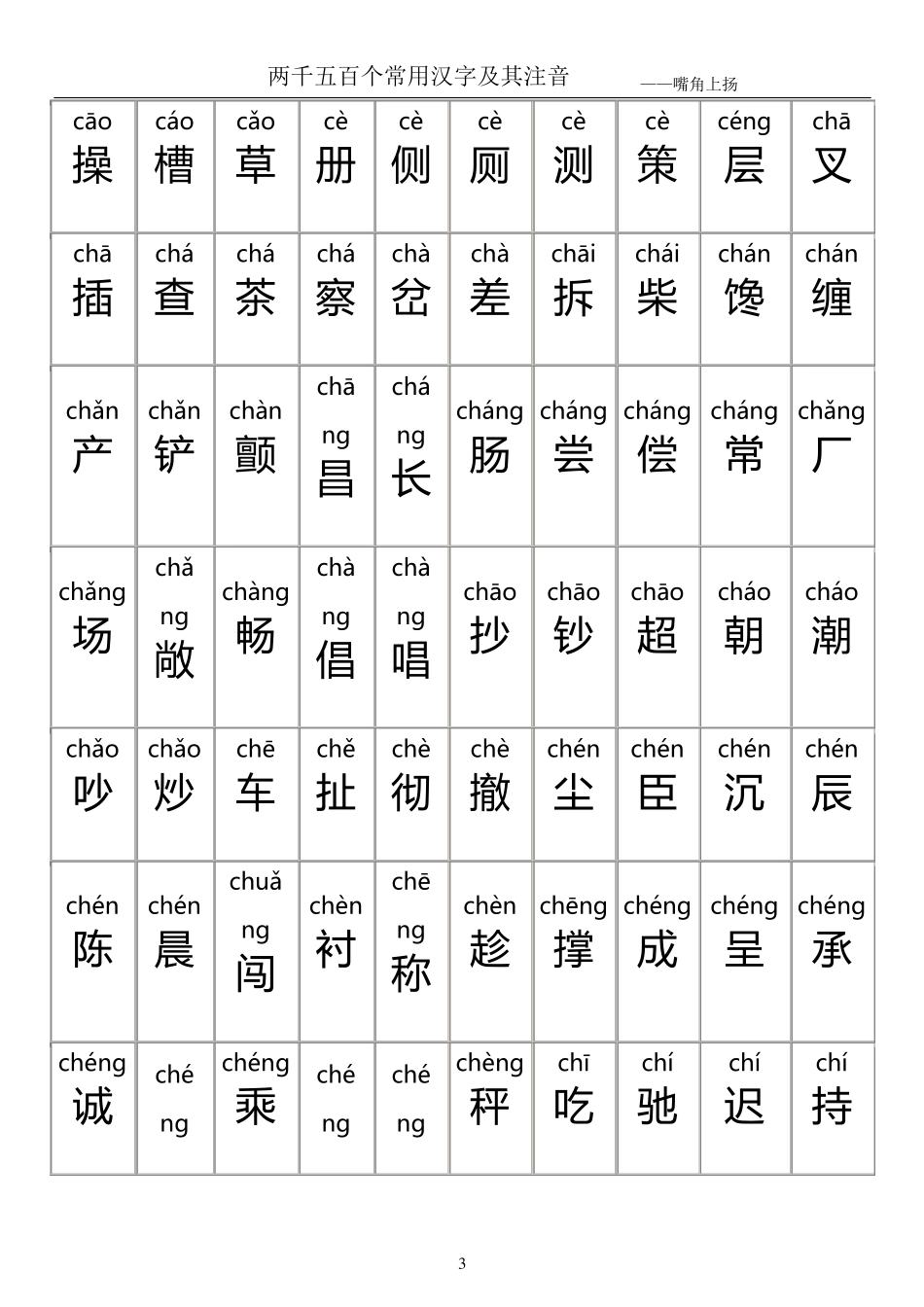 最好看的2500个常用汉字大全(含拼音)_第3页