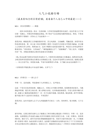 最好看的网络小说前50名排行