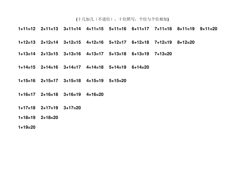 最实用20以内加减法口诀表+20以内加减法练习题_第2页