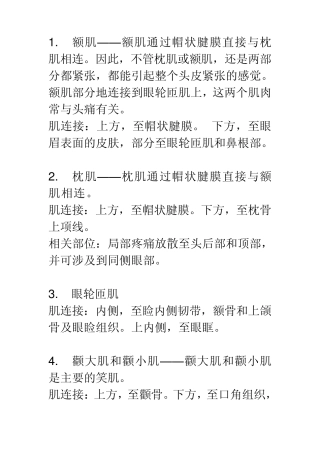 最常用最经典肌肉起止点
