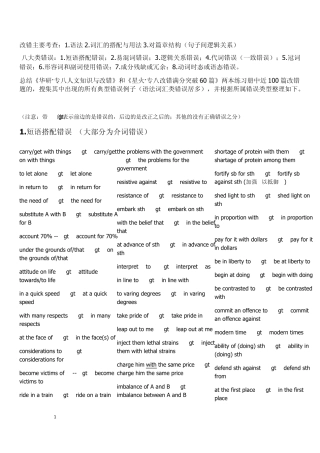 最强专八改错总结(华研、星火)