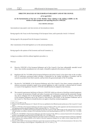 最新RTTE指令201453EU替代19995EC