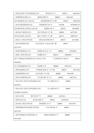 最新[上海市勘察设计单位通讯录]