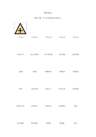 最新交通信号标志大全