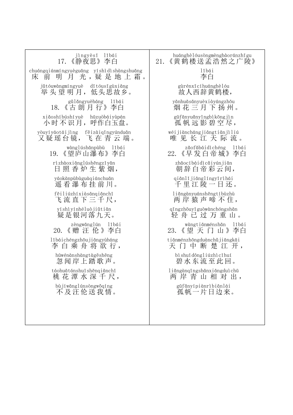 最新人教小学生必背古诗75首(带拼音打印版)_第3页