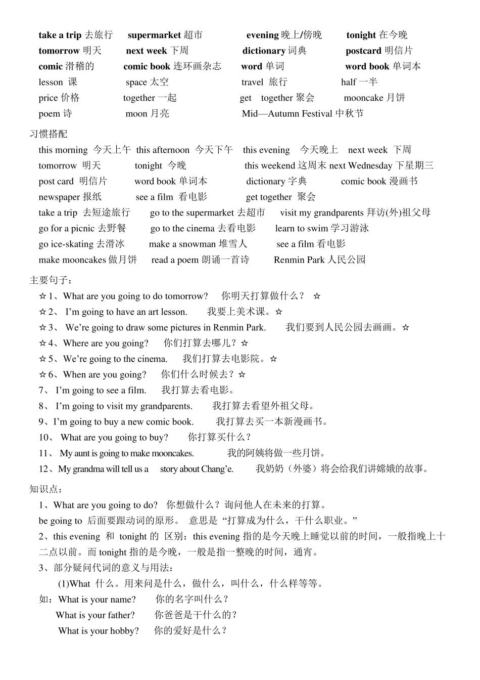 最新人教版(PEP)六年级英语上册期末复习知识点_第3页