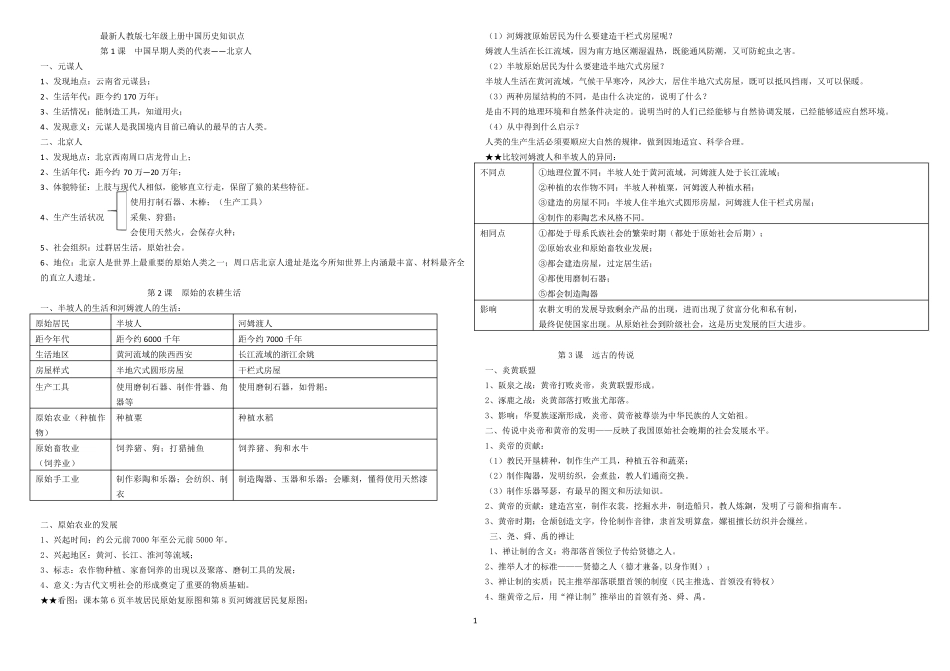 最新人教版七年级上册中国历史知识点总结归纳_第1页