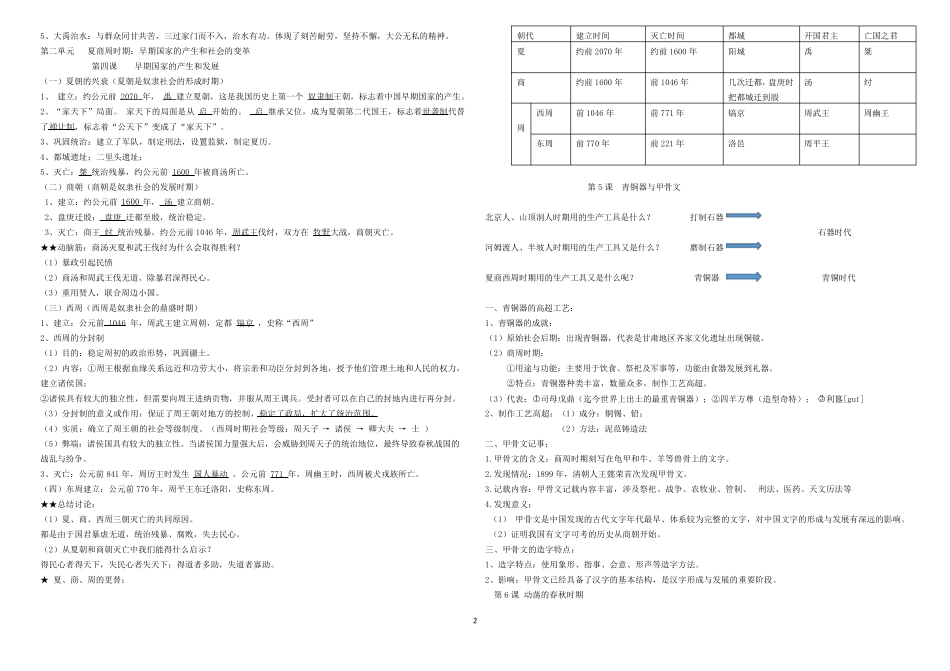 最新人教版七年级上册中国历史知识点总结归纳_第2页