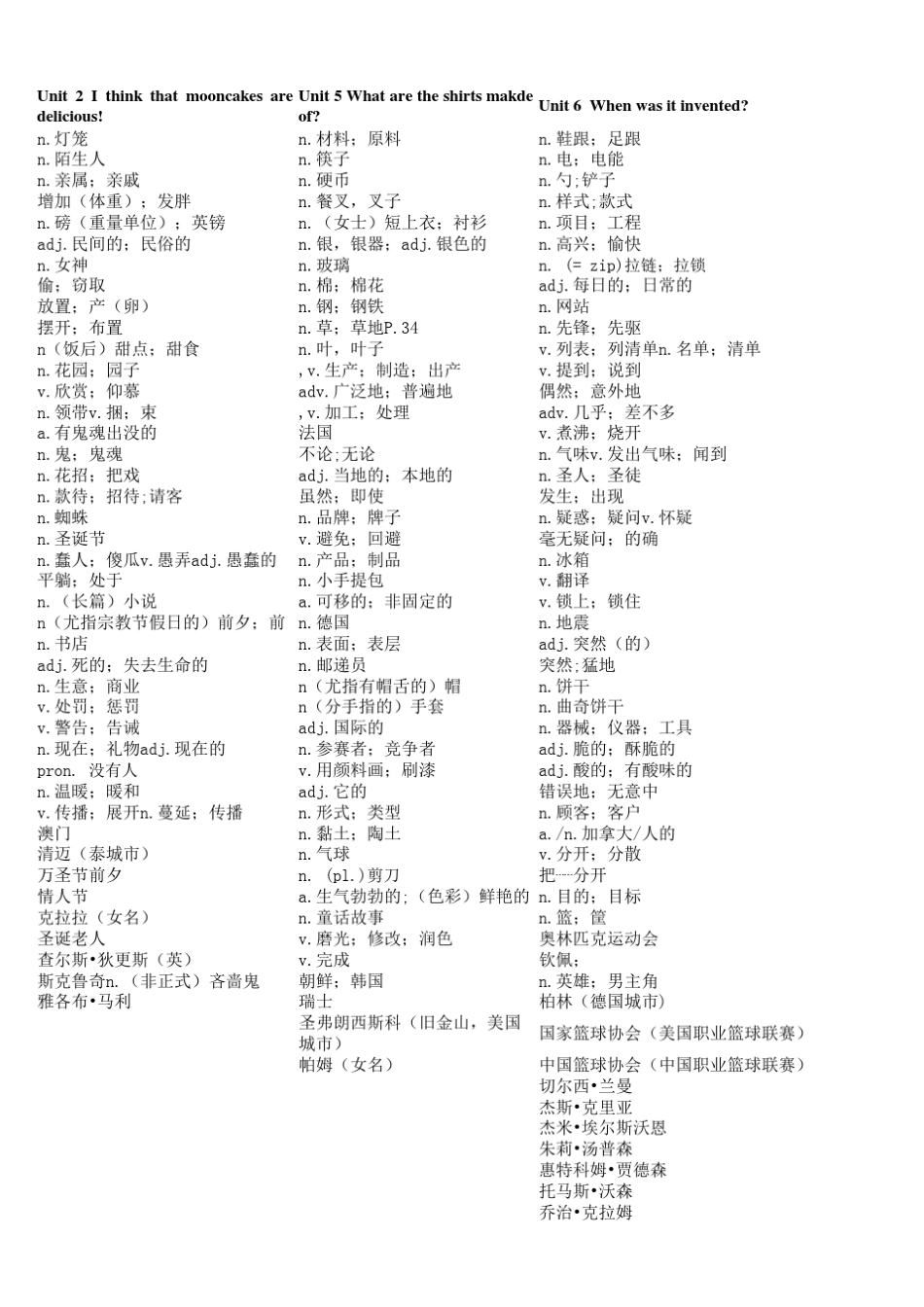最新人教版九年级英语纯汉语单词表全一册_第2页