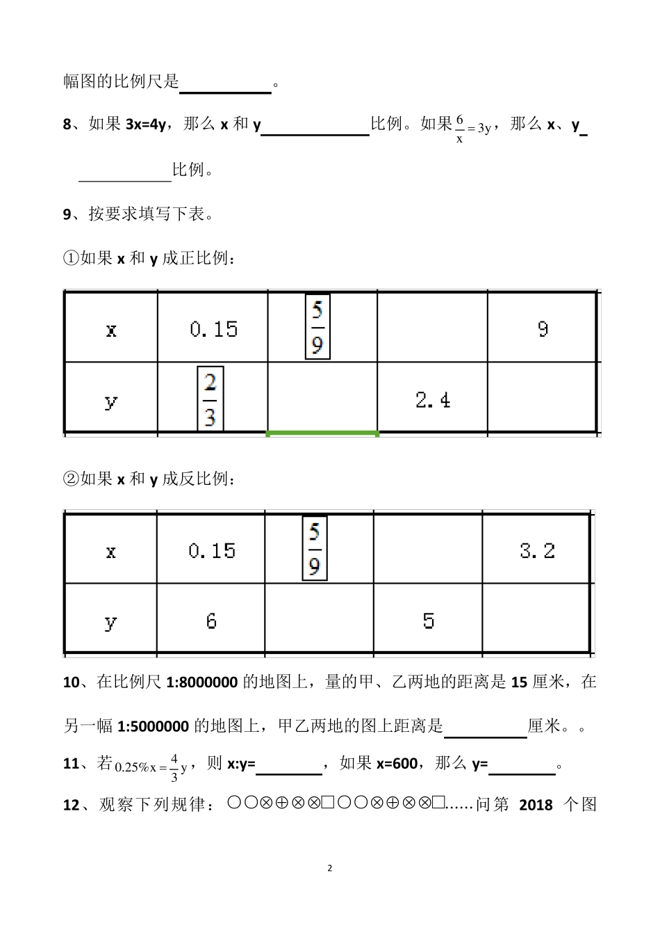 最新人教版六年级下册数学比例的单元测试题以及答案_第2页
