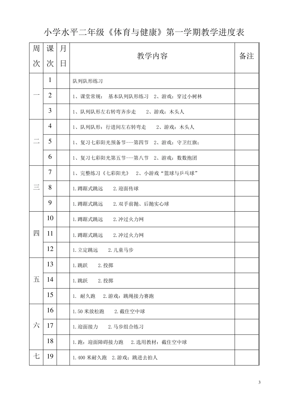 最新人教版小学三年级上册体育教案_第3页