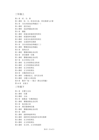最新人教版小学数学目录(三年级六年级)