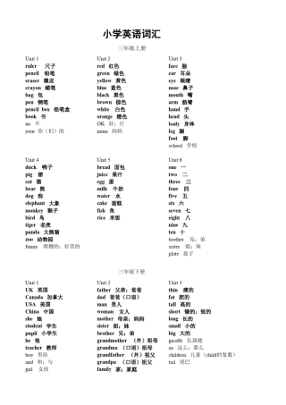 最新人教版小学英语词汇