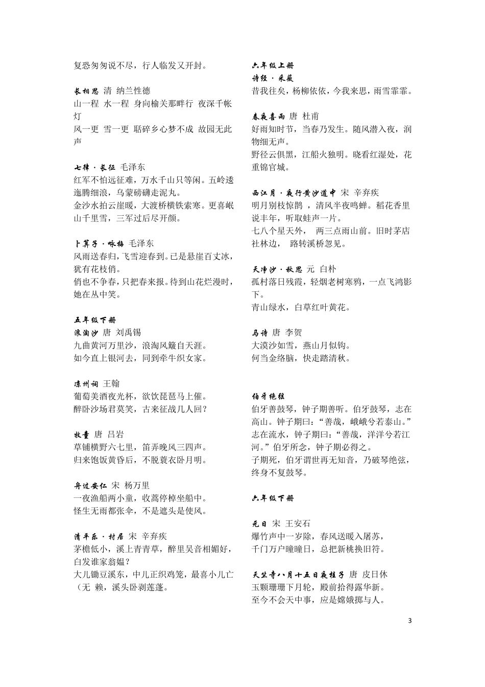 最新人教版小学语文一年级至六年级必背古诗词及名句_第3页