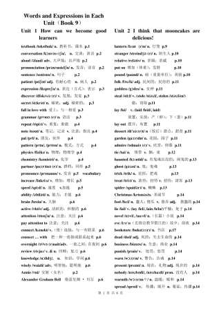最新人教版新目标Goforit英语九年级单词表