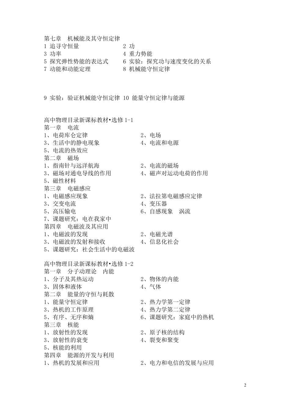最新人教版高中物理目录_第2页