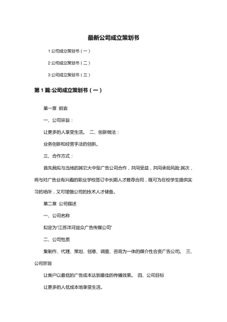 最新公司成立策划书