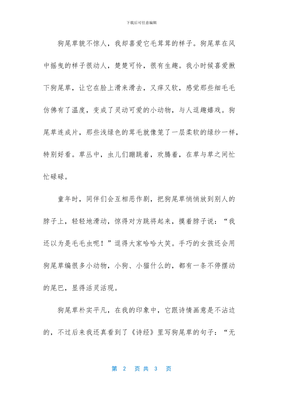 亲爱的狗尾草作文_第2页