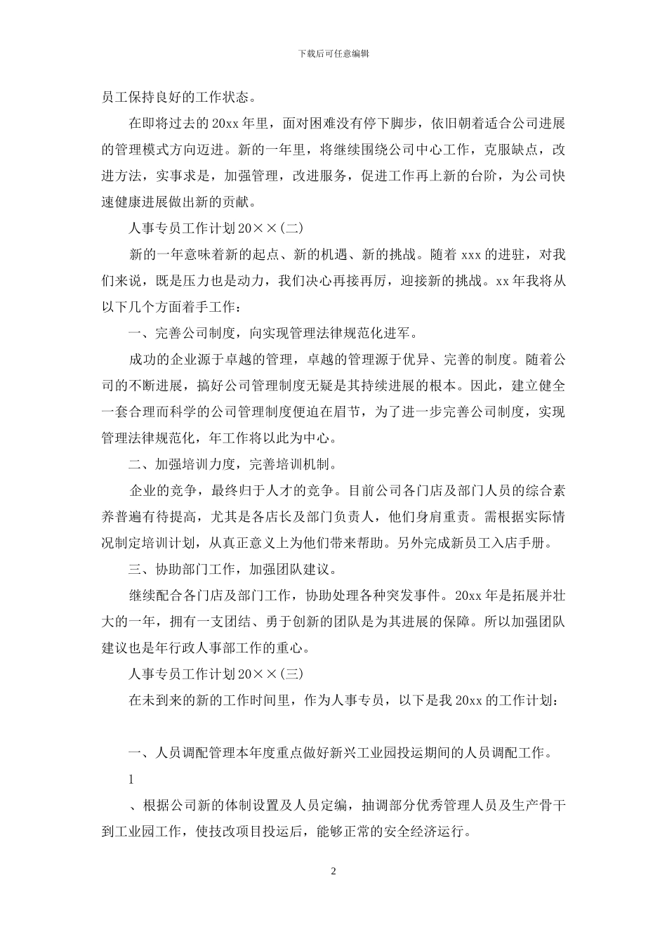 人事专员工作计划2024_第2页