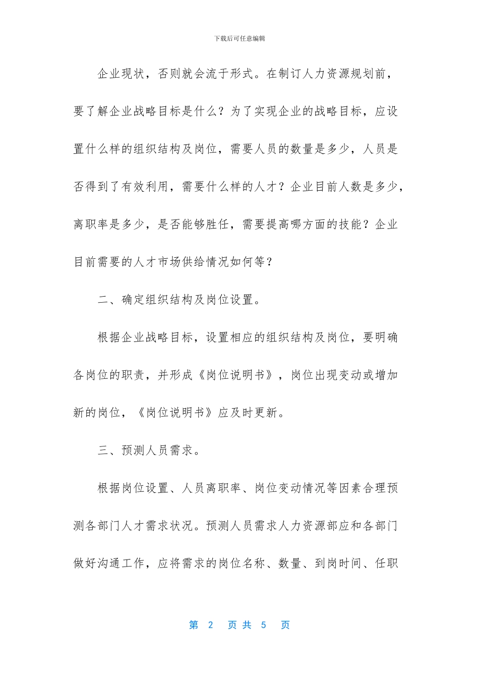 人力资源规划方案模板_第2页