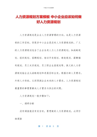 人力资源规划方案模板