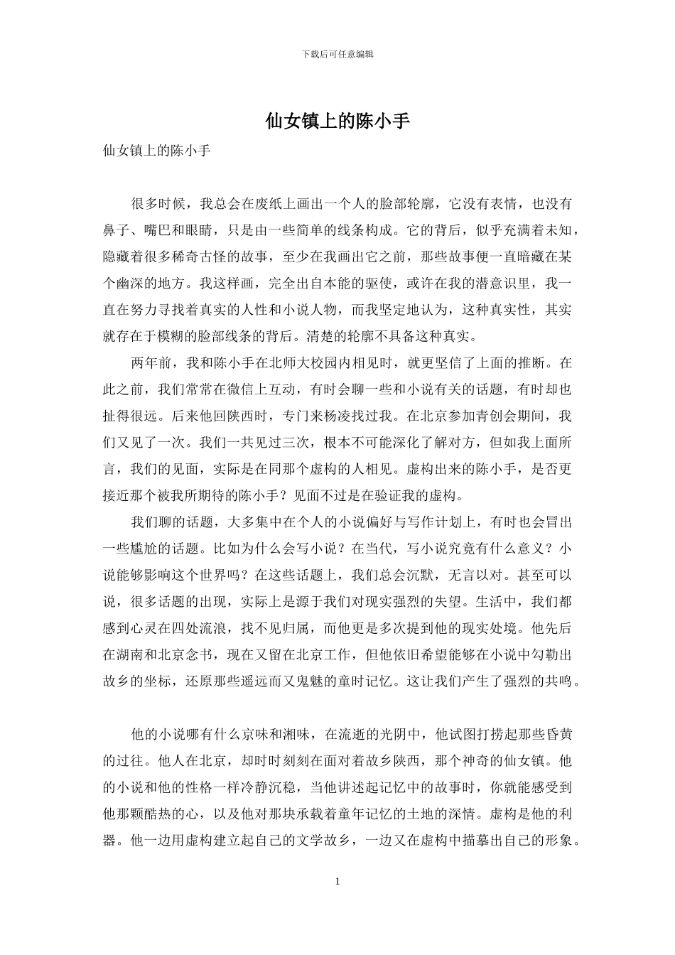 仙女镇上的陈小手_第1页