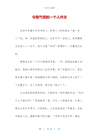 令我气愤的一个人作文