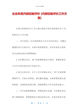 企业年度内部控制评价