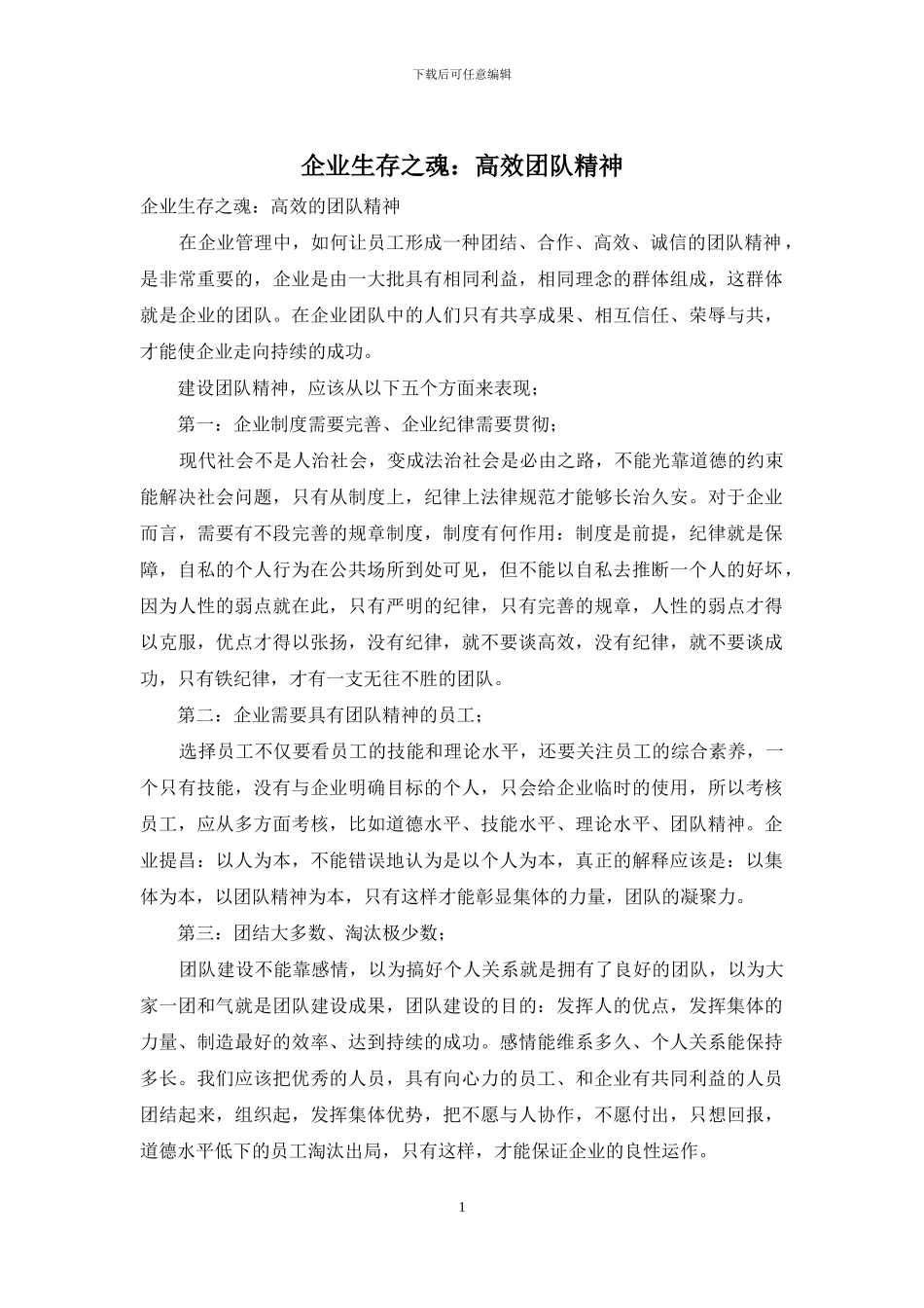 企业生存之魂：高效团队精神_第1页