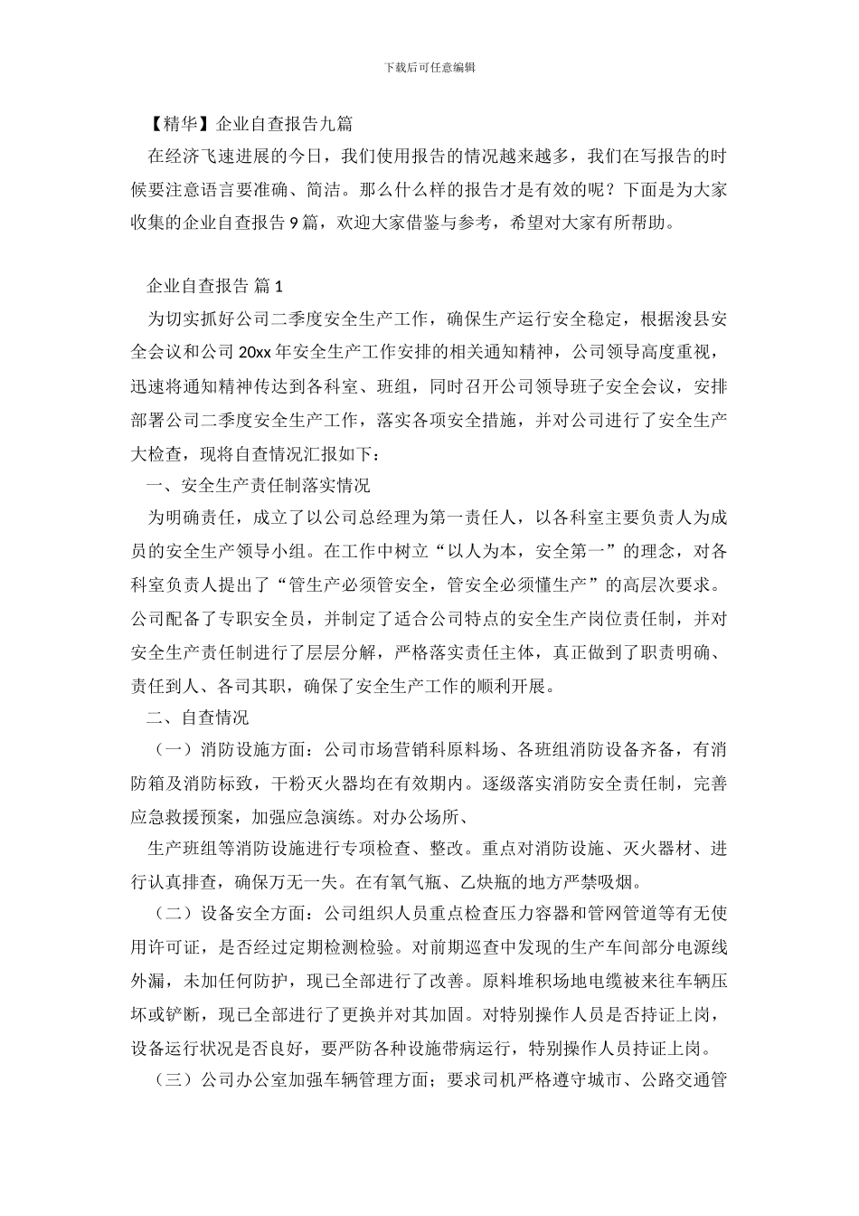 企业自查报告九篇_第2页