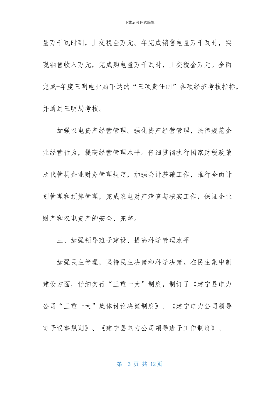 企业领导班子述职报告_第3页