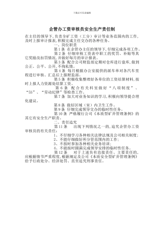 企管办工资审核员安全生产责任制