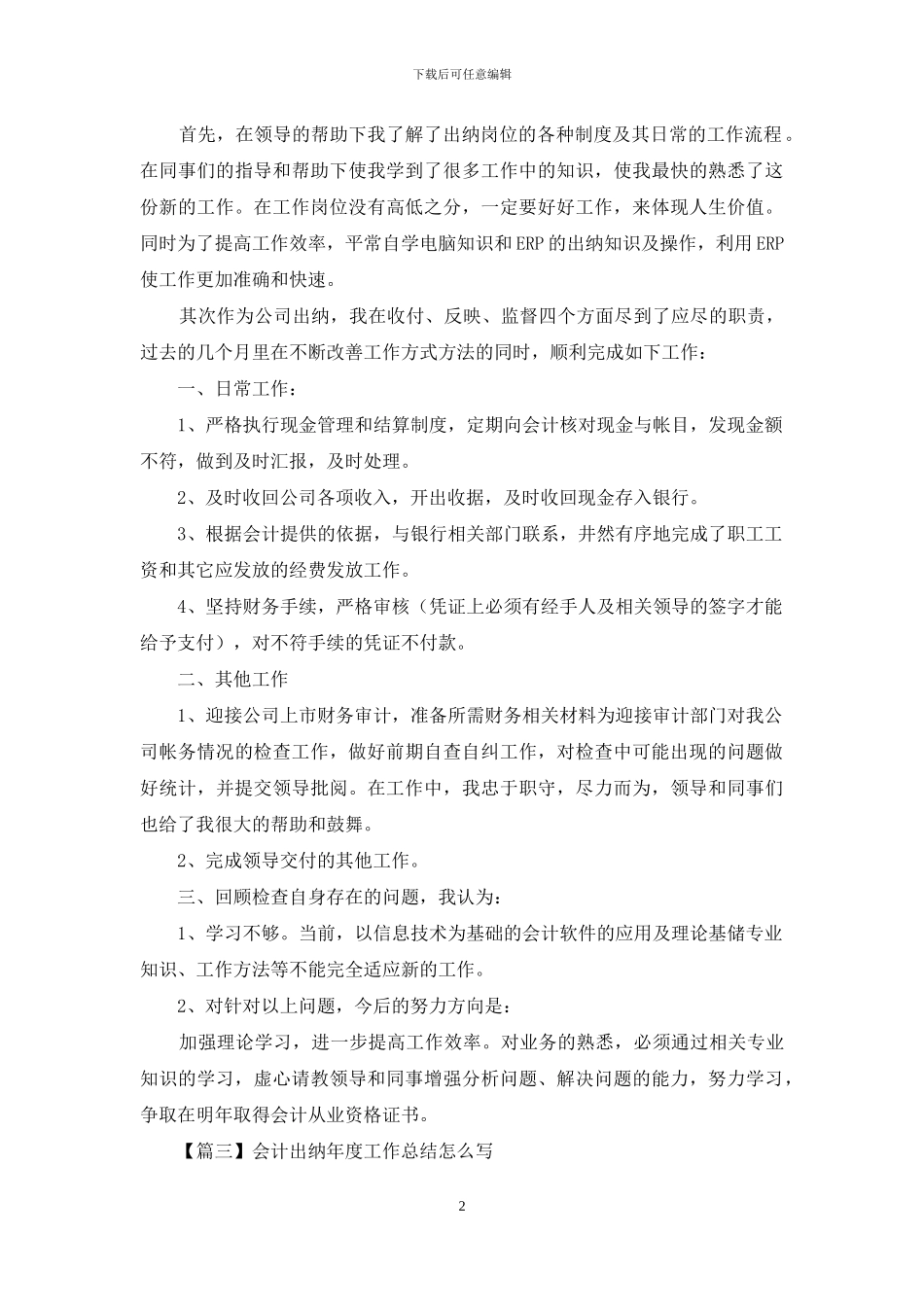 会计出纳年度工作总结怎么写_第2页